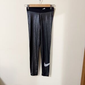 Nike Dri Fit Womens Gray Metallic Leggings Size Small Nike Pro Athletic Gym